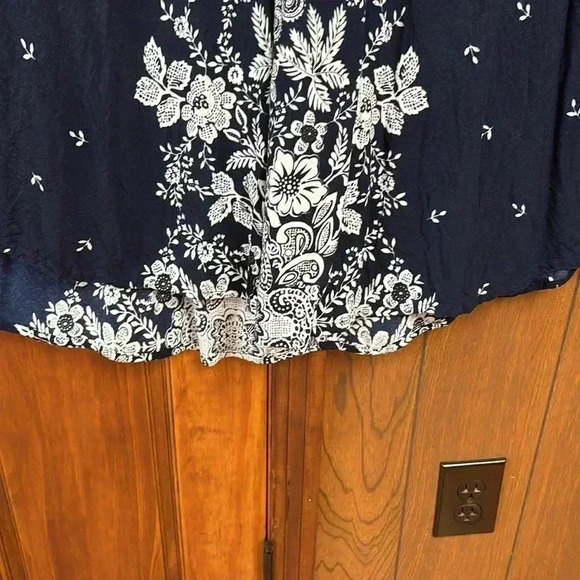 Flint & Moss Dress Navy And White With Flowers V-Neck Sleeveless 1X Women - Picture 4 of 11